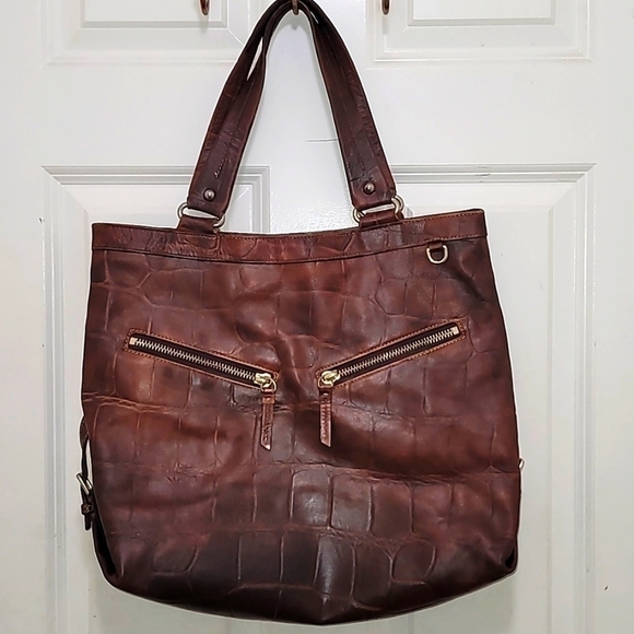 Dooney & Bourke Handbags - Dooney &‎ Bourke Tote Bag Womens Brown Croc Embossed Leather Shoulder Bag